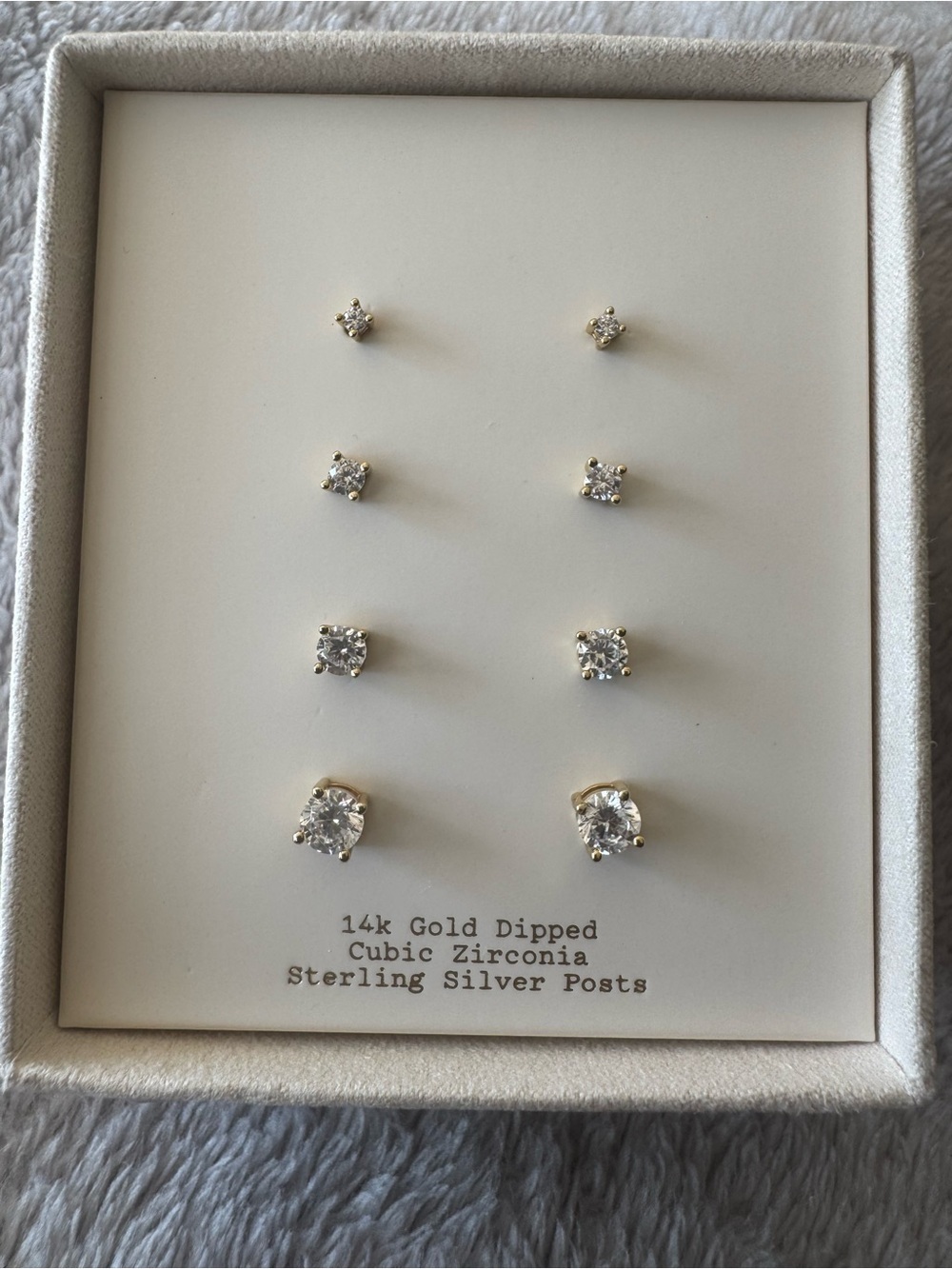 A New Day 4 Pack 14k Gold Dipped Round Cut Cubic Zirconia Stud Earrings